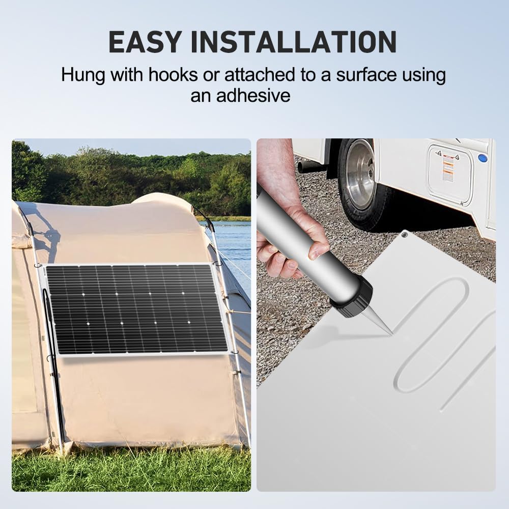 DOKIO 400W (4×100W) Flexible Solar Panels 18V Monocrystalline for 12V Battery Charging, Semi-Flexible ETFE Lightweight with MC4, Expandable for RV Marine Camper Van Trailer Off-Grid Systems