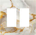 Gold Marble Crack Simple Abstract Print Decorative Outlet Covers 2 Gang Double GFCI Rocker Electrical Wall Panels Light Switch Cover Plate for Bathroom Kitchen Home Decor