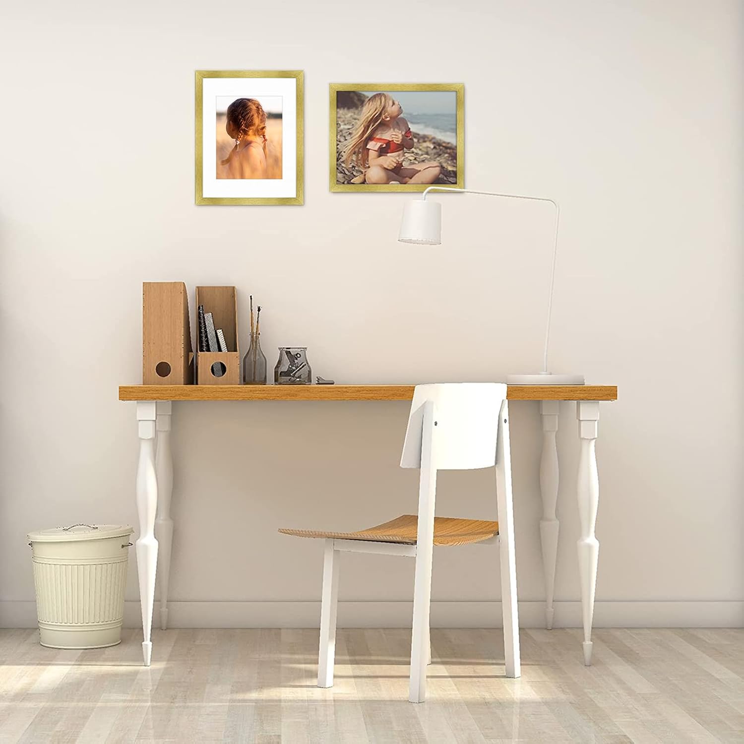 Golden State Art, 11x14 Picture Frame with Mat for 8x10 - High Definition Glass Wall Mounting Horizontal Vertical Display (Gold, 2 Pack)