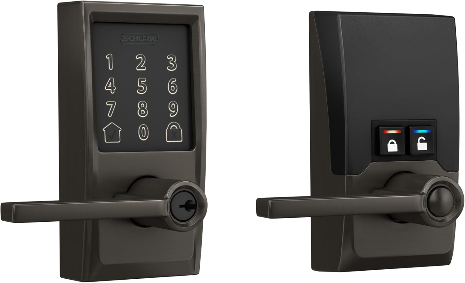 Schlage FE789WBCEN530LAT Encode Century WiFi Latitude Lever Smart Keyless Entry Touchscreen Door Lock, Black Stainless