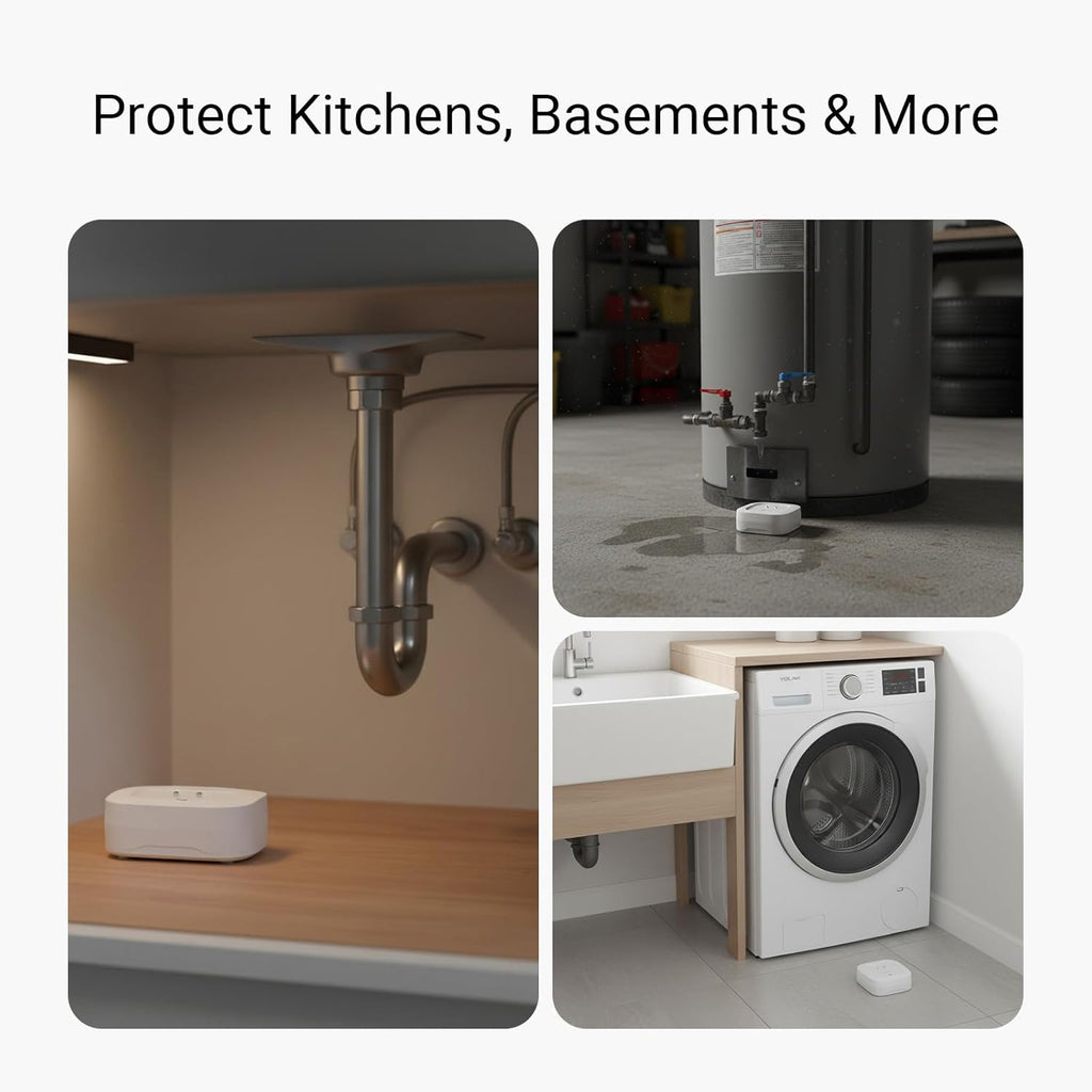 YoLink Water Leak Starter Kit: Hub + 4 Leak Sensor 4 (105 dB Siren), LoRa Long-Range, App/SMS/Email Alerts, D2D Offline, 2 AAA Up to 5-Year Battery, Compatible with Alexa/IFTTT/Home Assistant