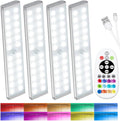 SZOKLED 58-LED Under Cabinet Lighting Wireless, RGB Motion Sensor Night Lights with Remote, 1100mAh Magnetic Under Cabinet Lights for Kitchen, Shelf, Stair, 15 Color (4 Pcs)