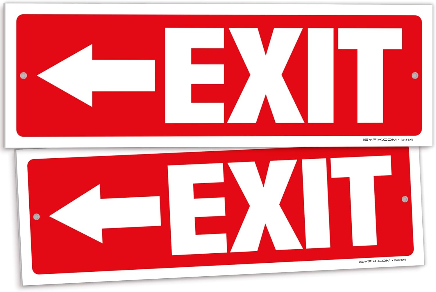 iSYFIX Exit Signs - 2 Pack 12x4 Inch Directional Left Arrow Signs, 40 mil Polystyrene Plastic, UV Laminated, Scratch & Fade Resistant, Waterproof - Ideal for Office, Theater, School, Business