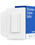 ELEGRP Smart Dimmer Light Switch DPR30, 2.4GHz Wi-Fi Dimmer Switch Compatible with Alexa and Google Assistant, Single Pole/3 Way, Needs Neutral Wire, No Hub Required, UL&FCC Listed, White, 4 Pack