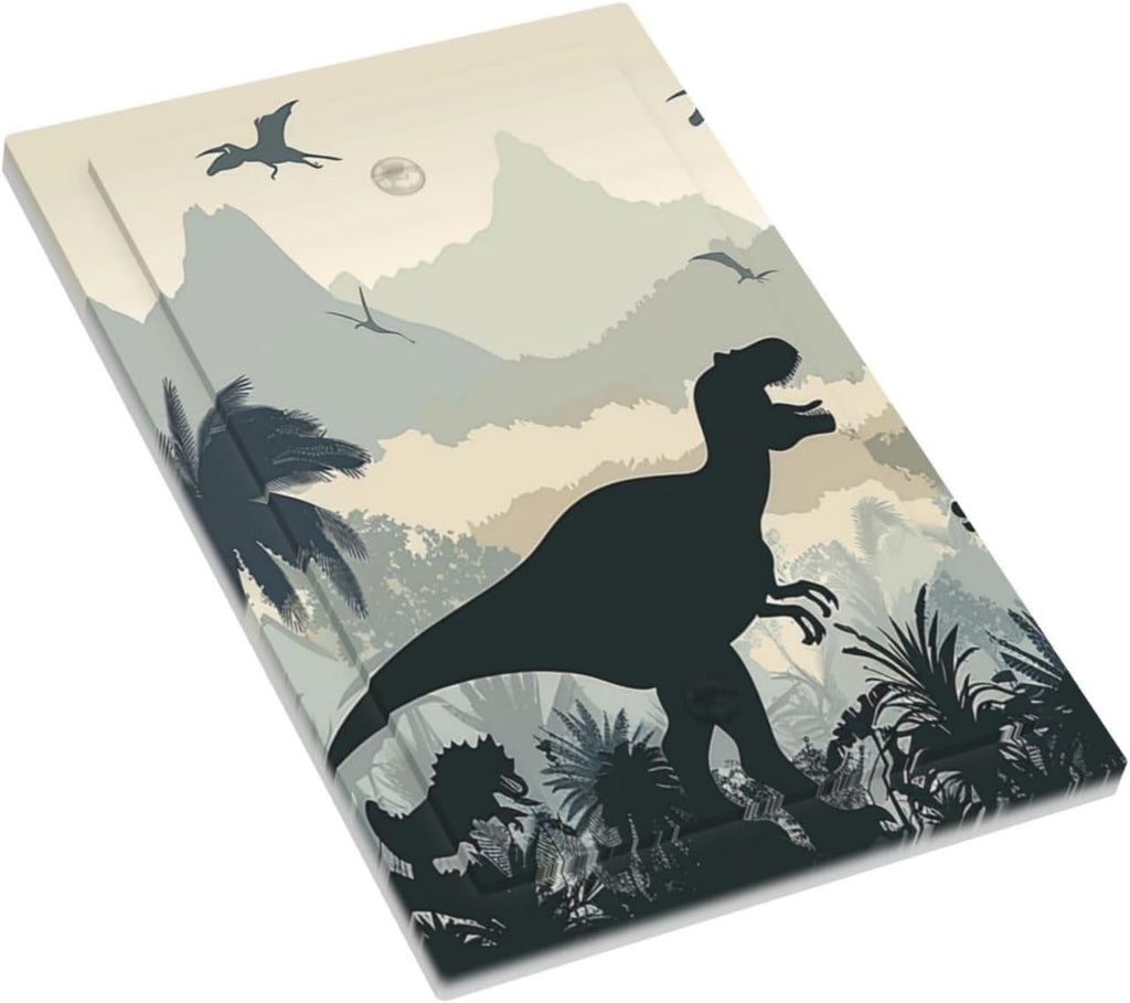 Light Switch Cover Plate Prehistoric World Dinosaur Cartoon Fores 1 Gang No Device Blank Electrical Wall Plates Faceplate Decorative Switch Plate for Kids Room Nursery Decor