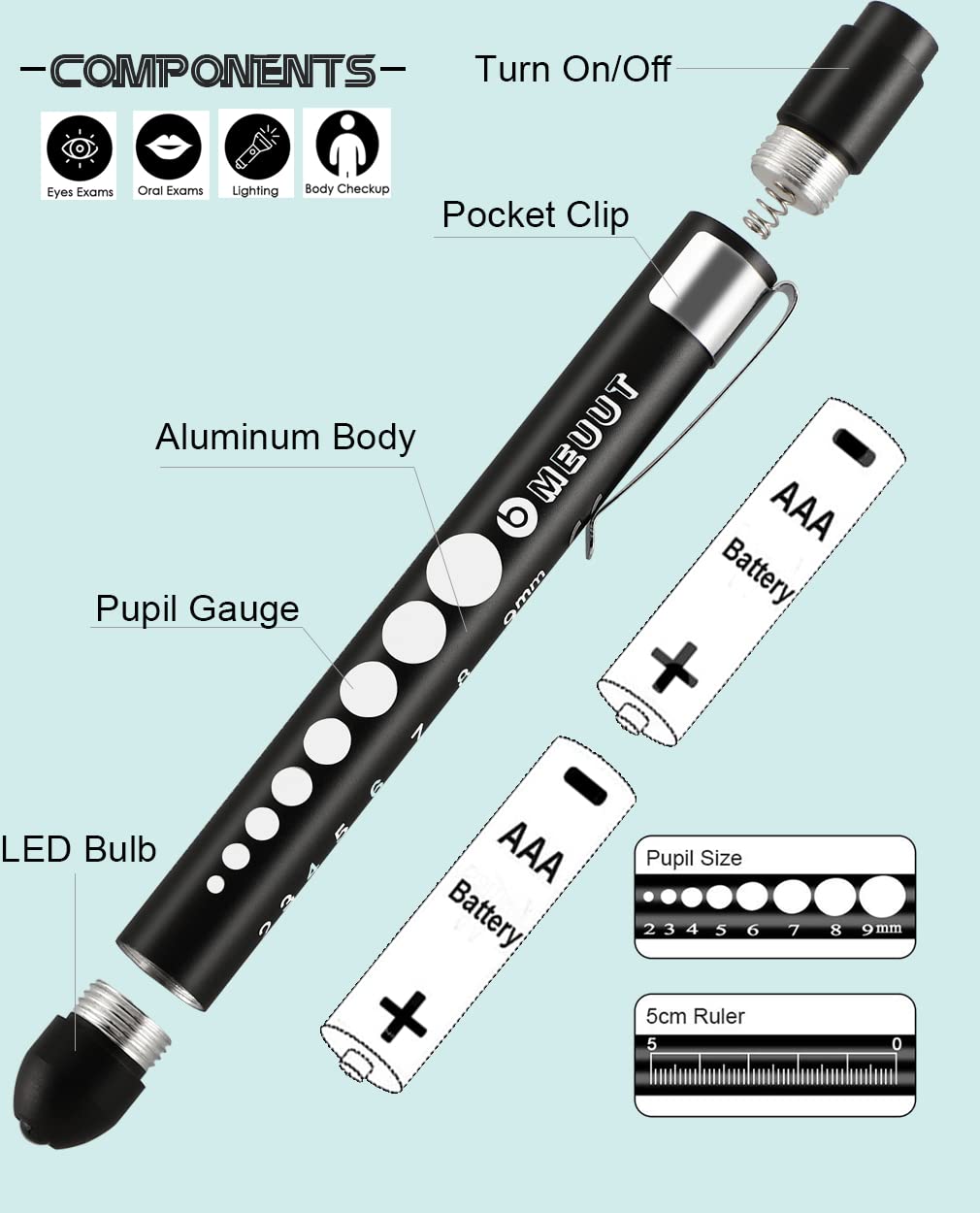MEUUT 3 Pack Pen Lights for Nurses with 6 Batteries – Medical Penlights Nurse Accessories for Work, Perfect Nursing Student Essentials Medical Supplies for Nurses Doctors EMT Trauma