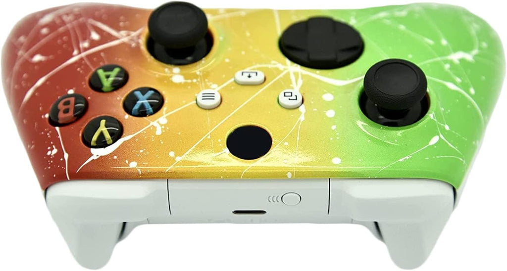 Hand Airbrushed Fade Custom Controller Compatible with Xbox Series X/S & Xbox One (Series X/S Rasta Fade White Drip)
