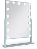 Zadro Hollywood Lighted Vanity Mirror with 15 LED Bulbs, 3 Color Light Settings, 360° Rotation Makeup Mirror Head (21" H x 18" W | 1X | French Blue)