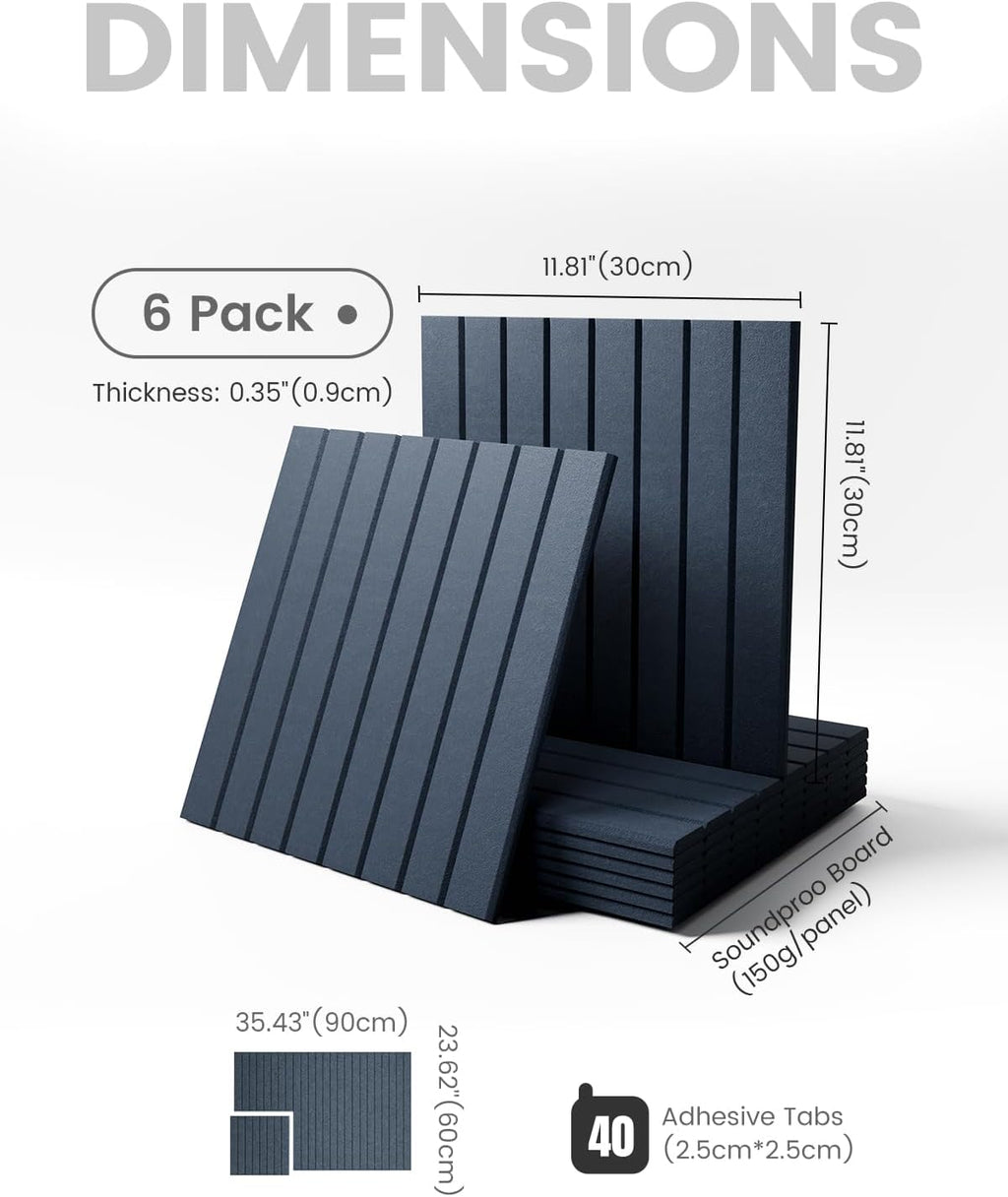 Large Felt Bulletin Board 36" x 24" Cork Board Alternative-6 Pack with 40 Safe Removable Adhesive Tabs, Cork Boards for Walls Cork Board for Home Office Classroom Pin Board-Navy Blue