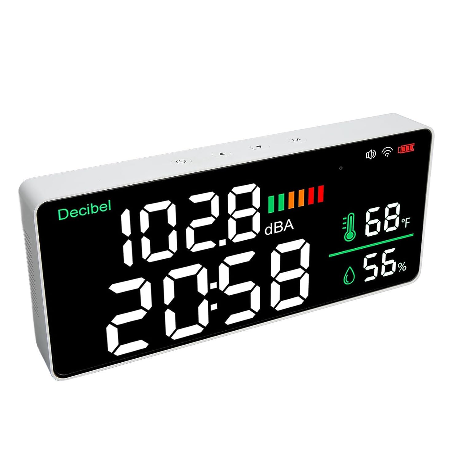 4 in 1 LED Decibel Meter, 2.4G WiFi Wall Mounted 11 Inch Meter, Sound & Noise Meters Temperature Humidity Time Display Level for Tuya Large Inch Display, Thermometer,