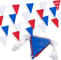 105ft Red White and Blue Pennant Banner Flag, 7"x10" Fluorescent Safety Flagging Banner Warning Flag for Construction Site/Boundary Barrier Signs, Perimeter Marking Flags on String, 45 Flags