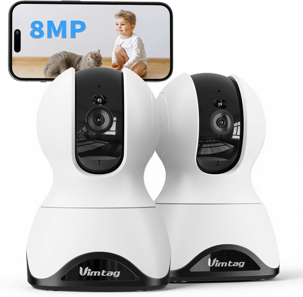 VIMTAG 4K UHD Cameras for Home Security - Indoor Pet Camera, 360° Pan/Tilt Dog Camera with Phone App for Nanny/Baby/Room, Night Vision, Free AI Detection & Motion Tracking, 5G/2.4GHz WiFi, 2-Way Audio