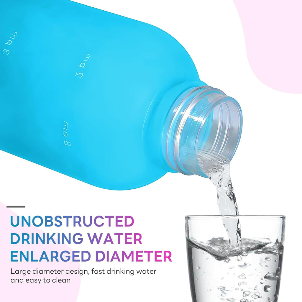 1L（33 oz） daily tracking schedule time hours reminder motivational day goals hydration capacity measured marker tracker plastic wide mouth measurements water bottle