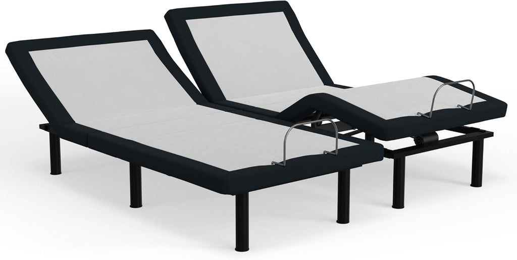 Blissful Nights e4 Cal King Split Adjustable Bed Base Frame with Wireless Remote, Massage Motors, Anti-Snore, Zero Gravity, Dual USB Charging Station, Under-Bed Light, and 10 Year Warranty