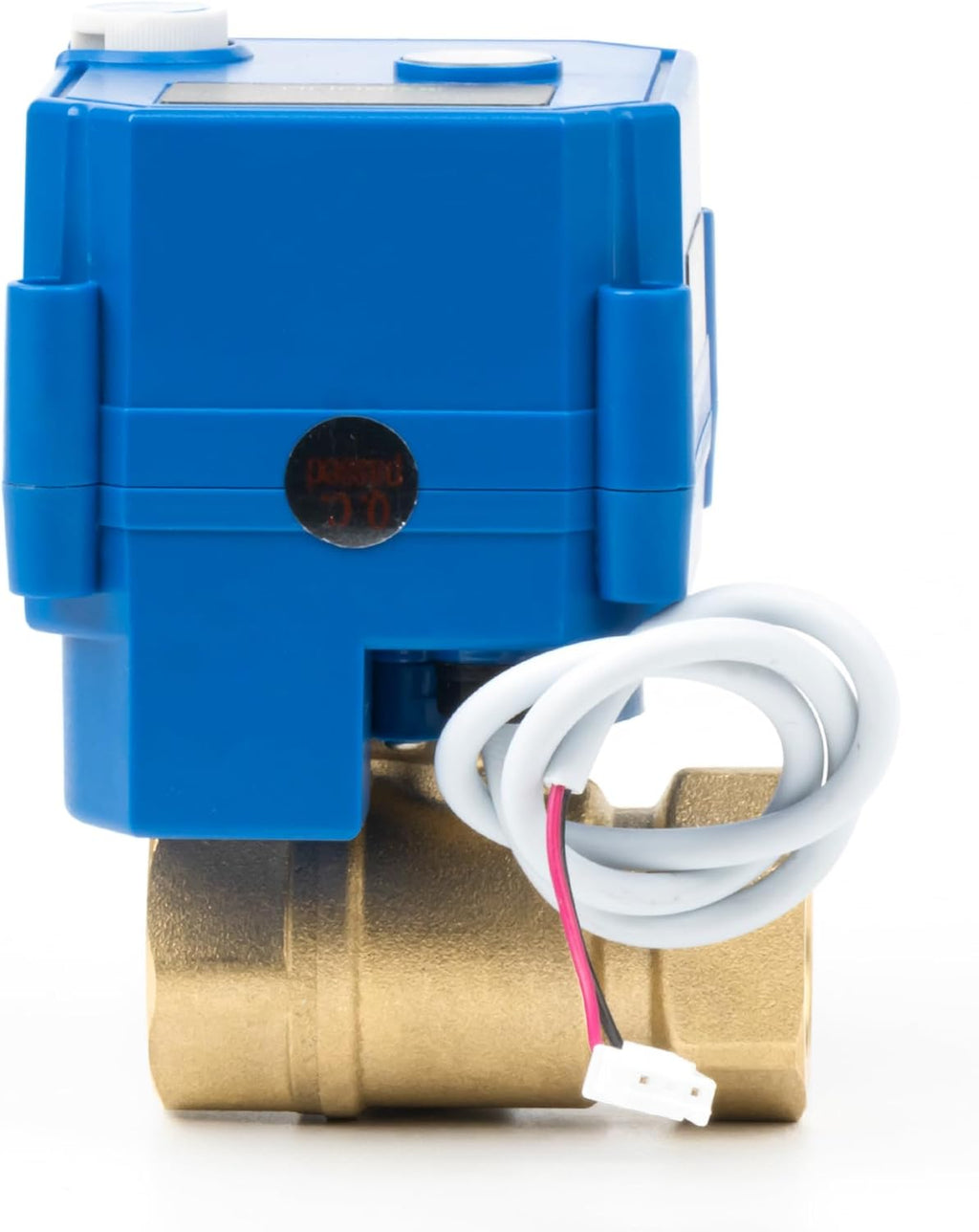 U.S. Solid Motorized Ball Valve with Manual Function - 3/4" Brass, Standard Port, 85-265V AC, 2-wire Automatic Return, Normally Closed