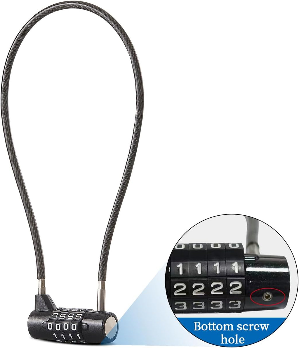 Combination Lock with Long Cable Durable Flexible 4 Digits Combo Locks 7.5” Locker Lock for Gym Locker School Cabinet Barn Gates/Sheds/Pet Cages Backpack Suitcase (7.5")