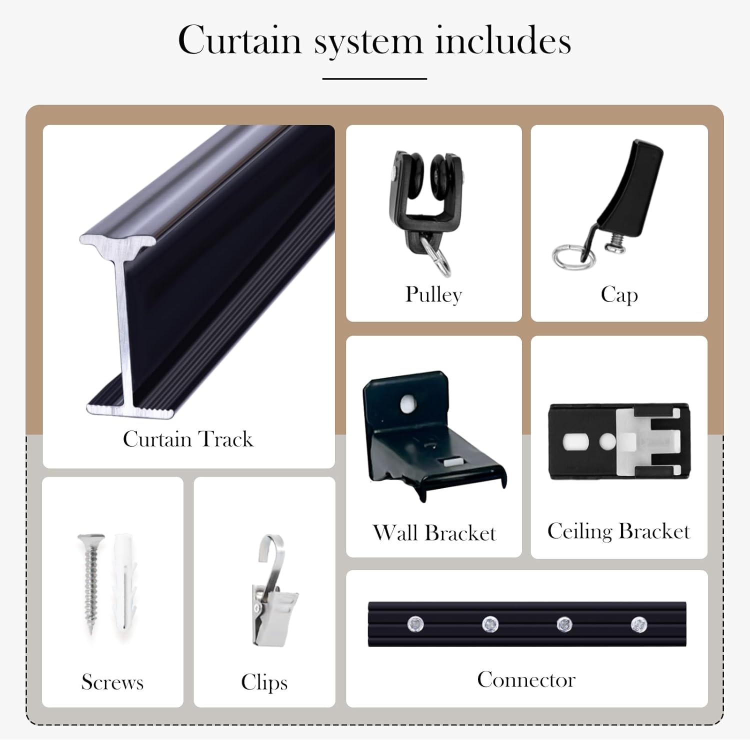 Flexible Ceiling Curtain Tracks, Ceilings Track for Curtains, Aluminum Curtains Track Ceilings Mount,Wall Mount Curtain Rail, Ceiling Curtain Rod, Sliding Curtain Tracks with Clips (Black 24FT)