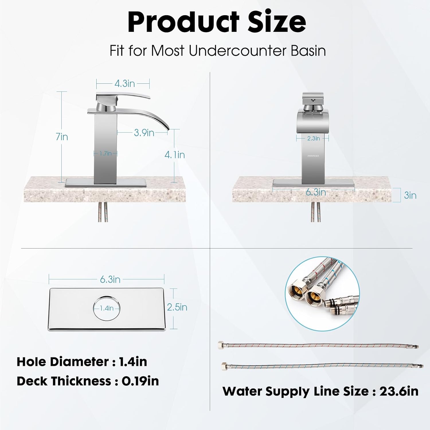 Waterfall Bathroom Faucet, Modern Bathroom Sink Faucet Suit for 1&3 Hole,Single Handle Commercial Sink Faucet,Chrome