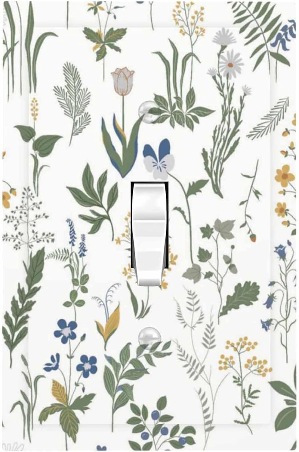 Decorative Light Switch Cover Floral Green Leaf Plant Flowes 1 Gang Single Toggle Device Electrical Faceplate Switchplates Decorator Outlet Wall Plate For Bed Room Farmhouse Decor