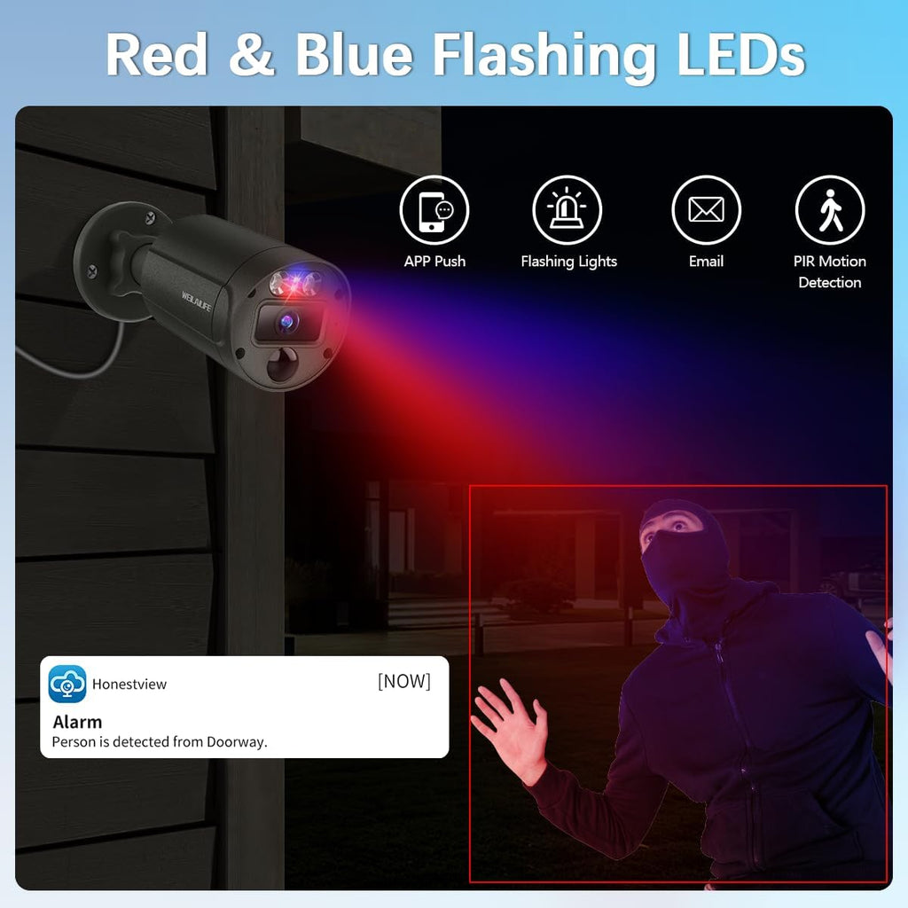 【2-Way Audio & 130° Wide Angle】 Outdoor Wired Security Camera System, Wired Cameras for Home Security, POE Video Surveillance Systems