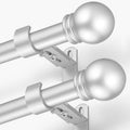 Curtain Rods for Windows 16 to 76 Inches, Curtain Rod Max Adjustable Length of 88 IN, 6/8" Diameter Drapery Rods Round Finials, Satin Silver, Pack of 2