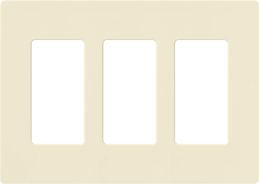 Lutron Claro Light Switch Cover Plate, 3 Gang Wallplate, for Decorator Light Switches, Rocker Light Switch Cover, Outlet Cover, Screwless Switch Plate Cover, Gloss, CW-3-AL, Almond