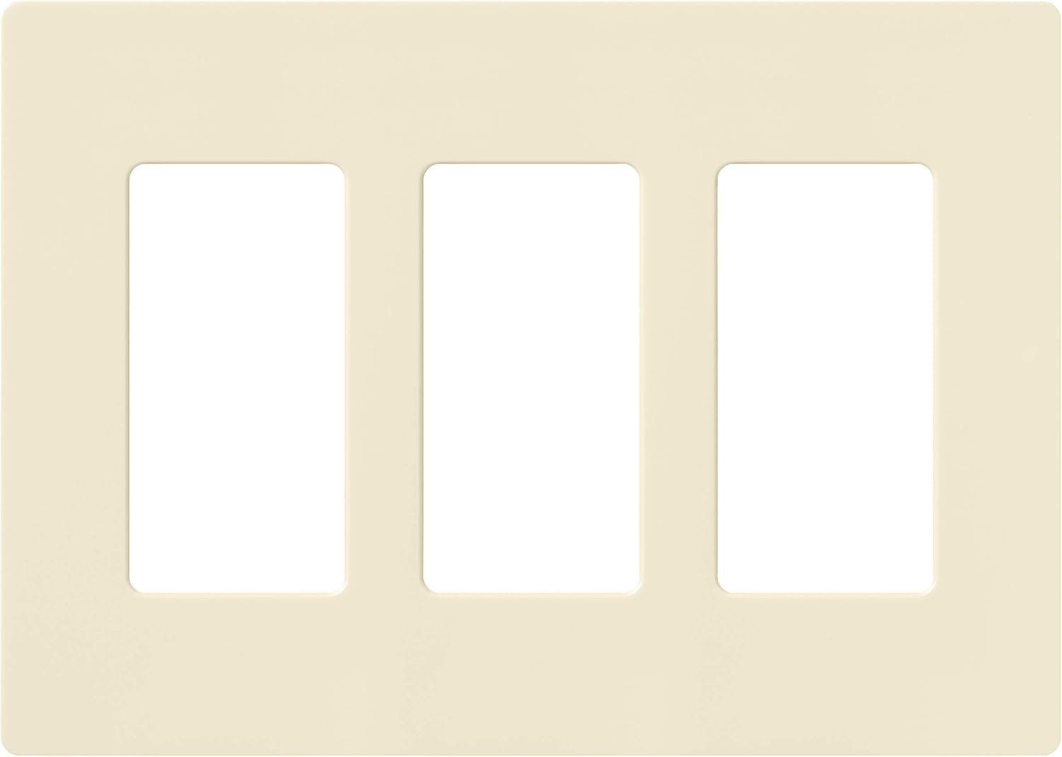 Lutron Claro Light Switch Cover Plate, 3 Gang Wallplate, for Decorator Light Switches, Rocker Light Switch Cover, Outlet Cover, Screwless Switch Plate Cover, Gloss, CW-3-AL, Almond