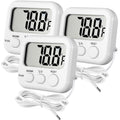 Kingdder 3 Pack Digital Thermometer with External Sensor Fridge Thermometer Freezer Waterproof Room Temperature Monitor with LCD Display, Max/min Record Function for Kitchen Aquarium Greenhouse