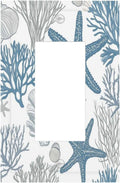 Blue Starfish Nautical Beach Conch Coastal Coral Shell Decorative Outlet Covers 1 Gang Single Rocker Light Switch Cover Plate Wall Plates Gfci Faceplate For Kids Room Bathroom Decor