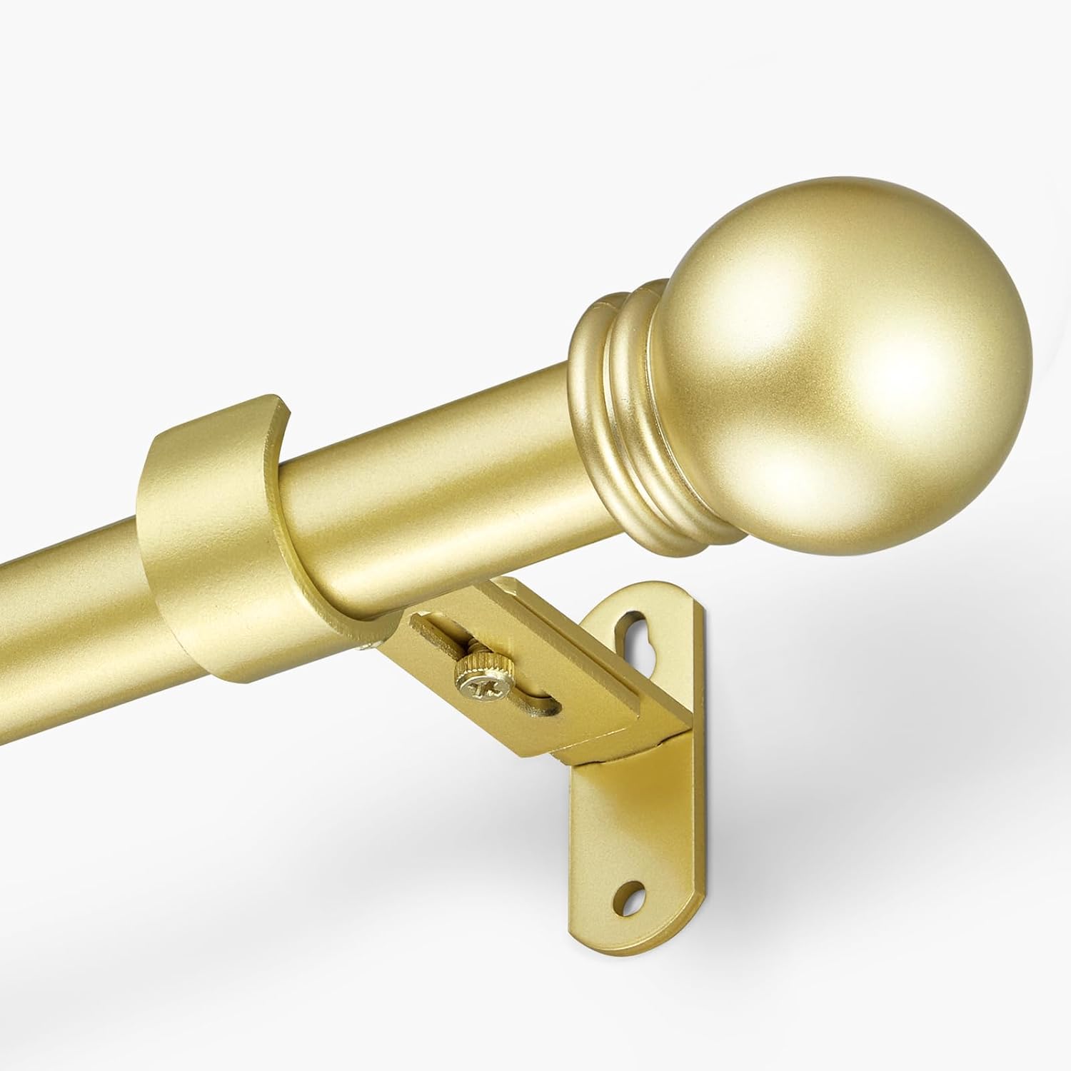 Curtain Rods for Windows 16 to 150 Inches, Curtain Rod Max Adjustable Length of 160 IN, 1" Diameter Drapery Rods Round Finials, Warm Gold, Pack of 1