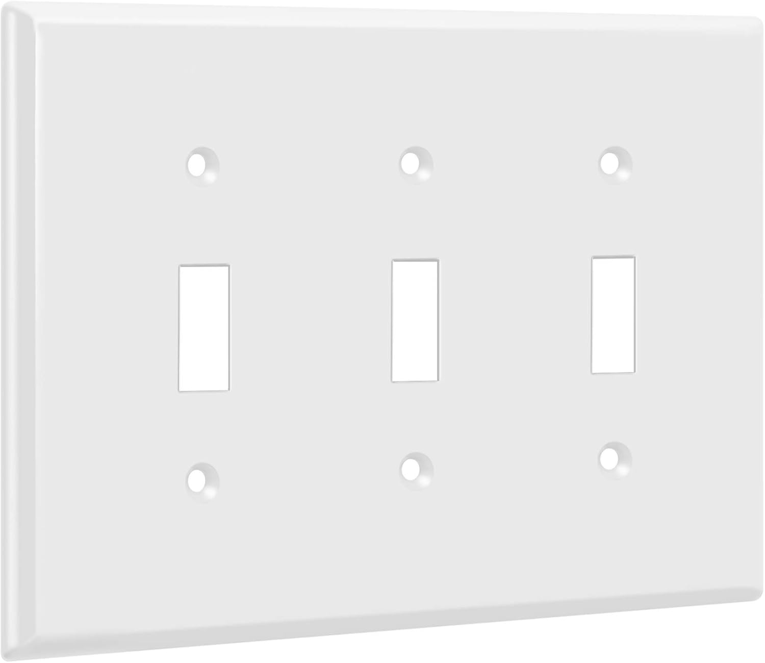 ENERLITES Toggle Light Switch Wall Plate, Gloss Finish, 3-Gang 4.88" x 6.77", Mid-Size, Unbreakable Polycarbonate Thermoplastic, UL Listed, 8813M-W, White
