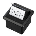 KYHSHJ USB Pop Up Floor Socket Kit with 2 * 20A Receptacle，4.8A 1 USB-A Ports &1 USB-C Port，Corrosive Resistant Hardware,Black
