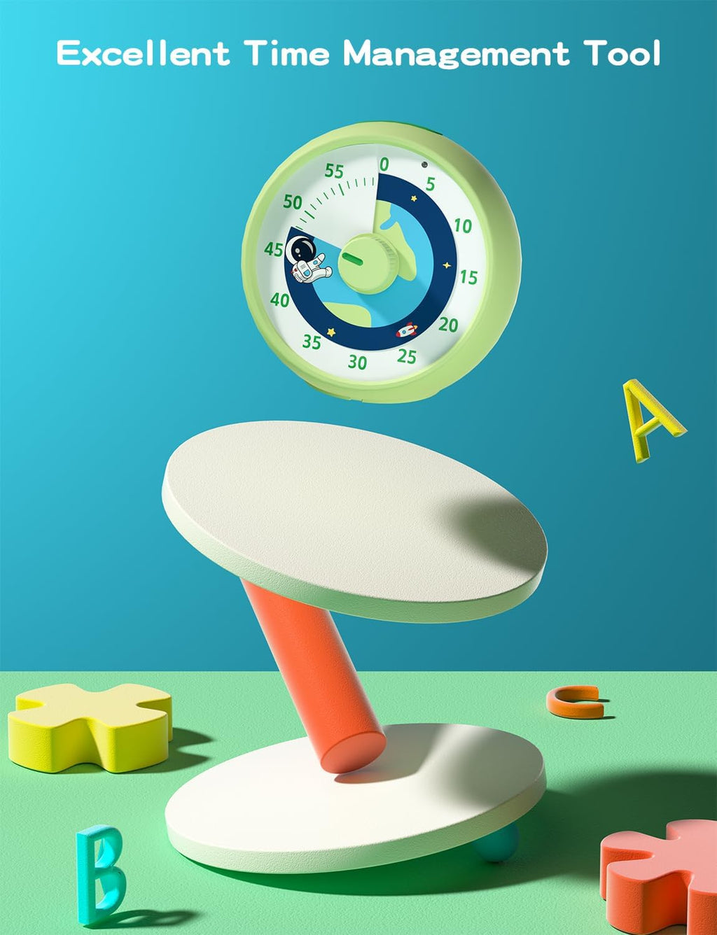 Visual Timer for Kids, 60-Minute Countdown Timer for Classroom Office Kitchen, Desk Timer Kids Time Management Tools with Silent Operation, Pomodoro Time Rainbow Pattern
