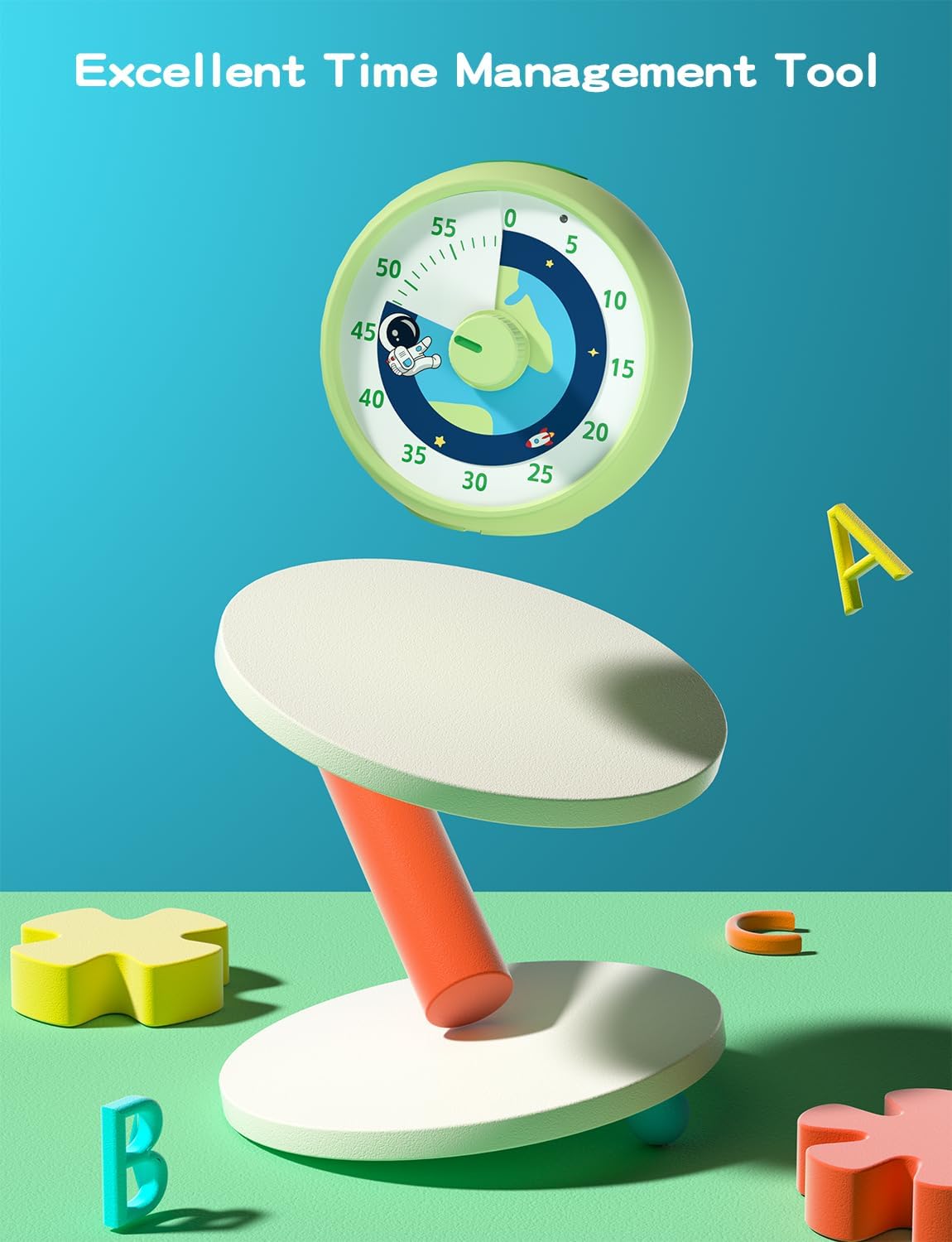 Visual Timer for Kids, 60-Minute Countdown Timer for Classroom Office Kitchen, Desk Timer Kids Time Management Tools with Silent Operation, Pomodoro Time Rainbow Pattern
