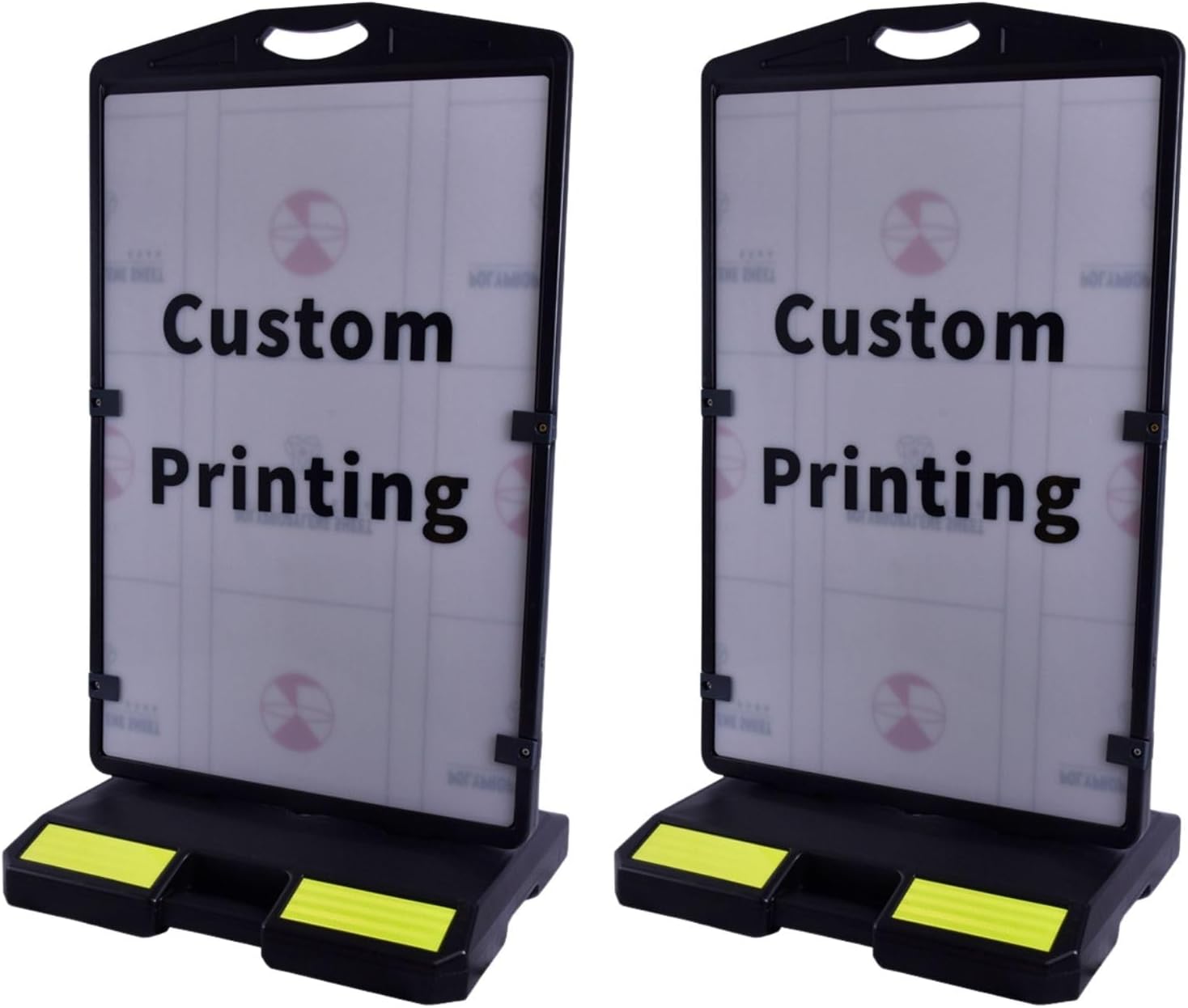 2 Pack 24"x36" Wind Sign Board with 40Lb Fillable Base, Double-Sided Customizable and Reusable Pavement Sign for Professional Outdoor Use (Black, Panel Frame)