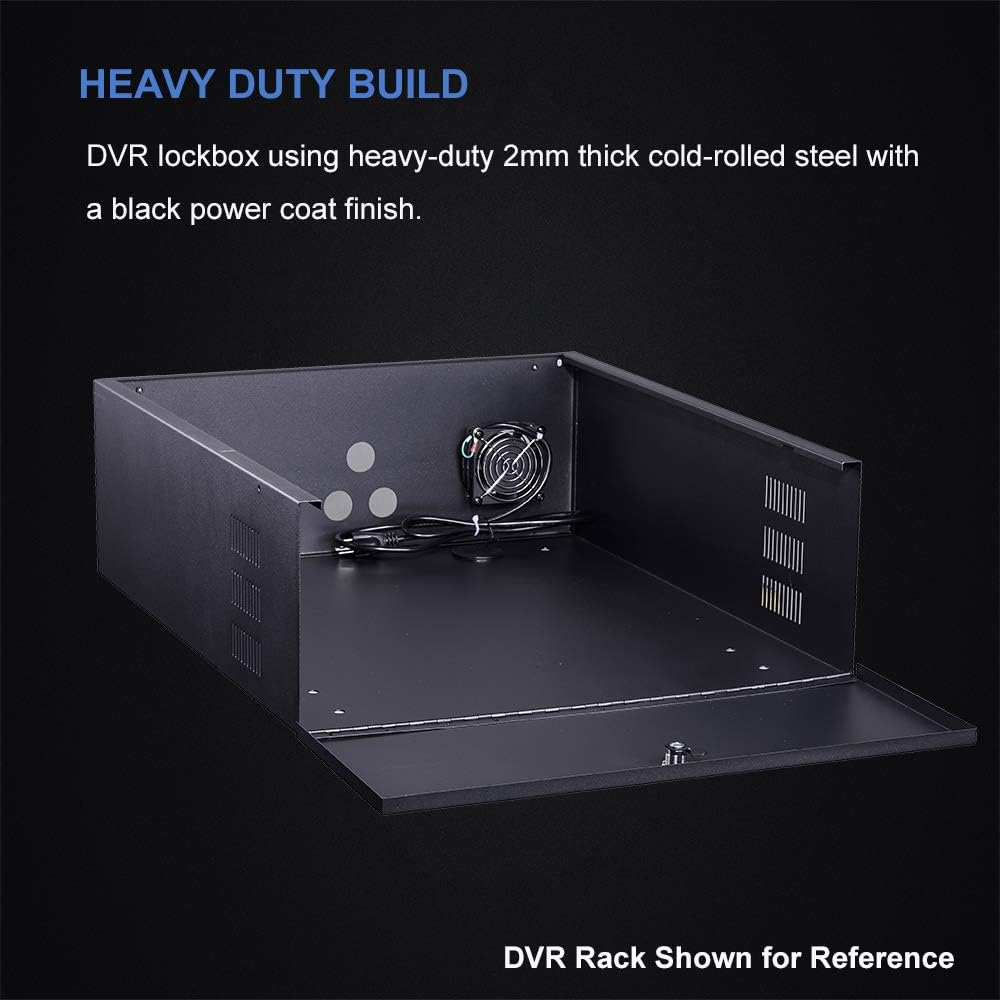 Kenuco White Heavy Duty 16 Gauge Steel DVR Security Lockbox with Fan (BK 15'' X 14.86'' X 4.96'')