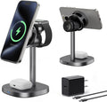 havit 3 in 1 Wireless Charging Station, Qi2 15W Cooling Magnetic Charging Stand, MagSafe Fast Wireless Charger for iPhone 17/16/15/14 Series, Apple Watch, AirPods, 45W Adapter Included