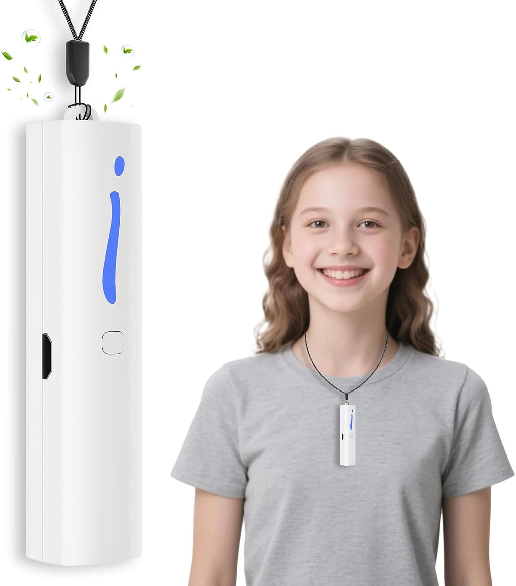 Wearable Mini Air Purifier – F6I Portable Personal Negative Ion Air Ionizer Helps Reduce Pollen, Dust & Odors, USB Rechargeable, Silent, Filter-Free for Home, Office or Travel, White