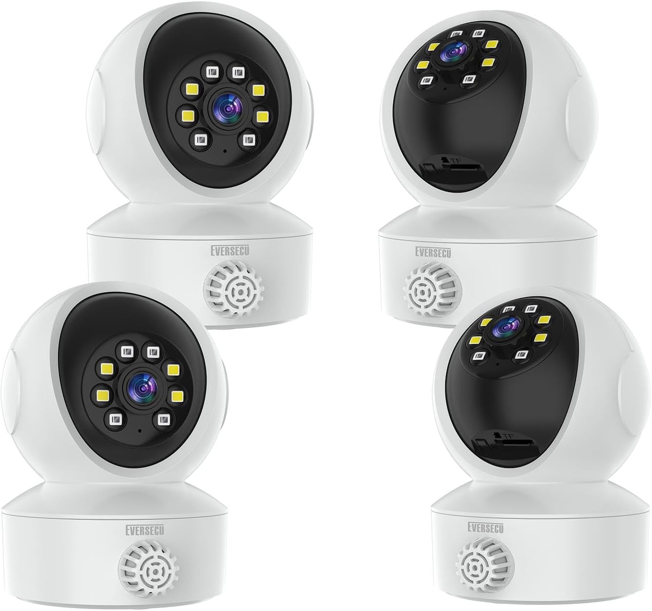 EVERSECU Smoke & Gas Detection Home Security Camera with Sound Alarm & Real Time Alert, Humanoid Auto Tracking, 2 Way Audio, Night Vision, Compatible with Alexa, Baby Monitor/Elder/Pet Camera(4pack)