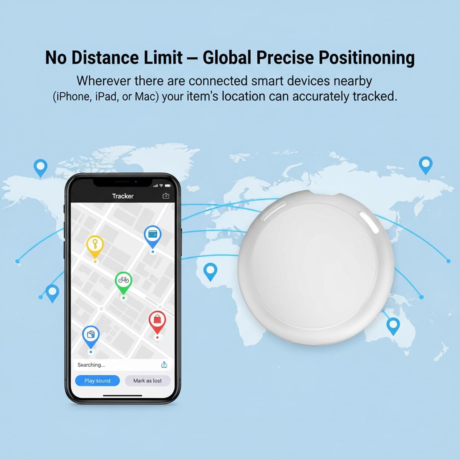No Subscription GPS Tracker for Vehicles Work with Find My (iOS Only) Real-Time Mini Tracker Tags Global Coverage Hidden Car Locator Tracking Device with Magnetic Case No Monthly Fee Required