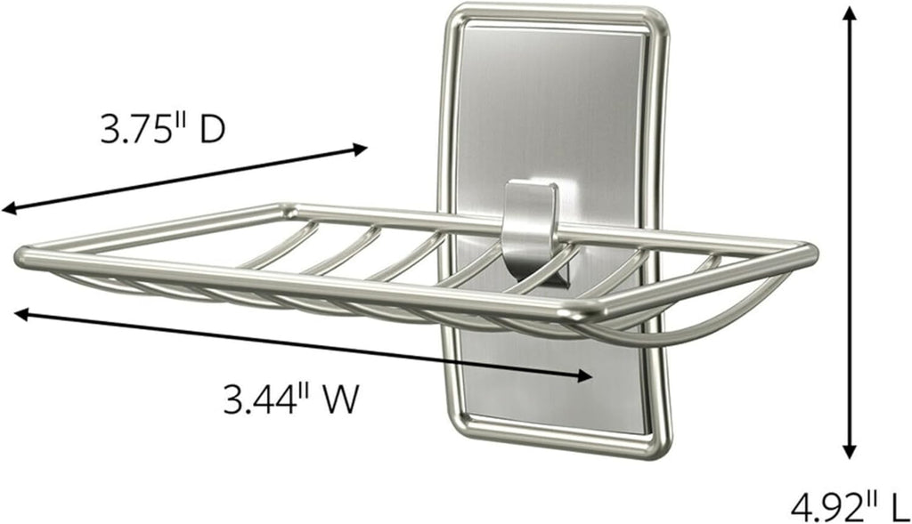 Command Soap Dish for Shower, Damage-Free Hanging, No Tools Soap Holder for Holiday Guests, 1 Satin Nickel Dish and 2 Water-Resistant Strips