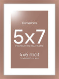 Homeforia 5x7 Picture Frame Mocha, High End Metal 5 x 7 Mocha Frames with Mat 4 x 6 for Art, 5x7 Desk Frame Matted to 4x6 inch Photo, 5 by 7 Wall or Tabletop Frames, Tempered Glass, Wall Kit, Set of 1