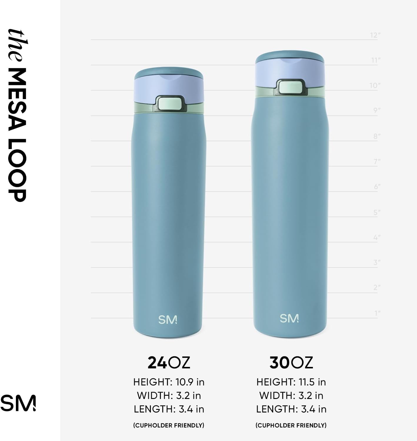 Simple Modern Mesa Loop Water Bottle with Covered Straw and Handle | 30oz Cup Holder Friendly Insulated Stainless Steel Bottles for Travel, Sports and School | Glacier Bay