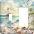Outlet Covers Beach Ocean Lighthouse Seashells 1 Toggle 1 Rocker Combination Decorative Wall Plate Electrical Switch Plates Light Switch Cover Plate For Bed Room Living Room Decor