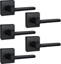 5 Pack Dummy Door Levers in Matte Black, Heavy Duty Interior Handle Lock for Closet Pantry, Non-Turning, Single Sided, Reversible for Left/Right Hand