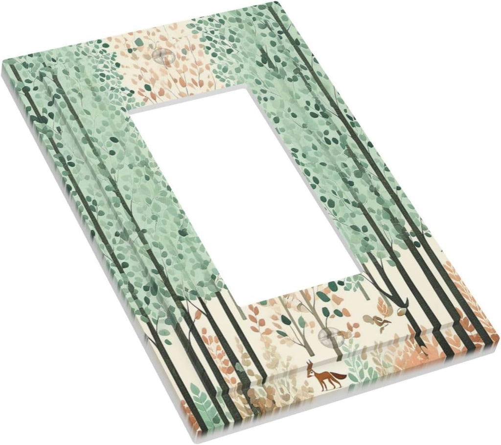 Boho Wildflower Forest Woodland Animals Decorative Outlet Covers 1 Gang Single Rocker Light Switch Cover Plate Wall Plates GFCI Faceplate for Bedroom Bathroom Decor