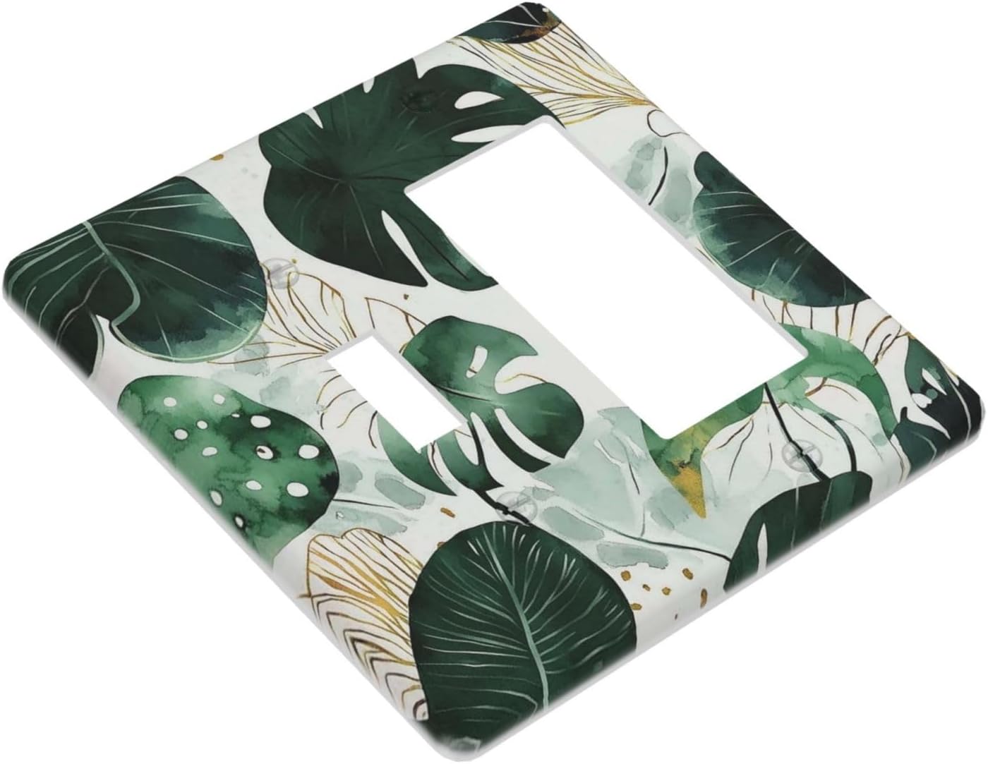 Boho Tropical Green Leaf Watercolor Banana Leaves Outlet Covers 1 Toggle 1 Rocker Combination Decorative Wall Plate Electrical Switch Plates Light Switch Cover Plate For Bed Room Living Room Decor