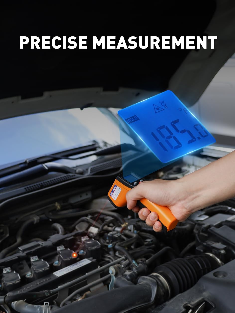 SMART JERRY - Infrared Thermometer Gun | Non-Contact Digital Temperature Gun with -58°F to 788°F Range for Cooking, HVAC | Industrial & Home Use | Instant-Read with Backlit Display