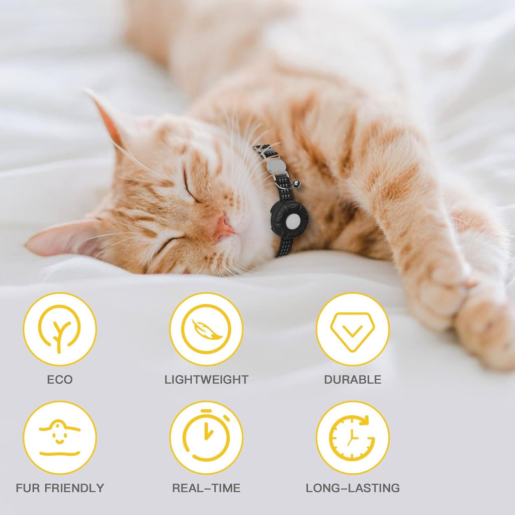 Cat GPS Tracker, Waterproof, Pet Tracker for Cats, Works with Any Collar,Compatible with Apple Find My App (Only iOS), No Monthly Fee, Black