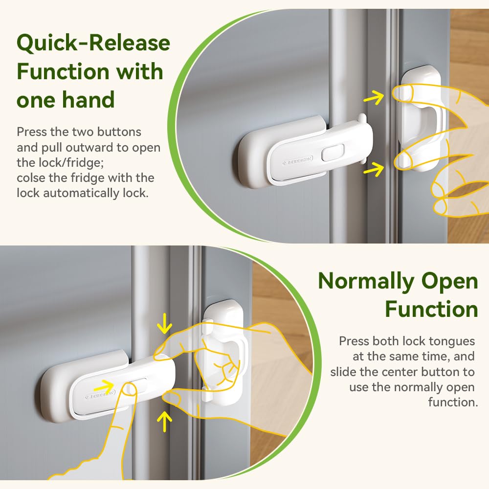 EUDEMON 1 Pack Refrigerator Lock, Child Proof Fridge & Freezer Lock for Kids & Toddlers, Easy to Install,no Tool Need or Drill (White)